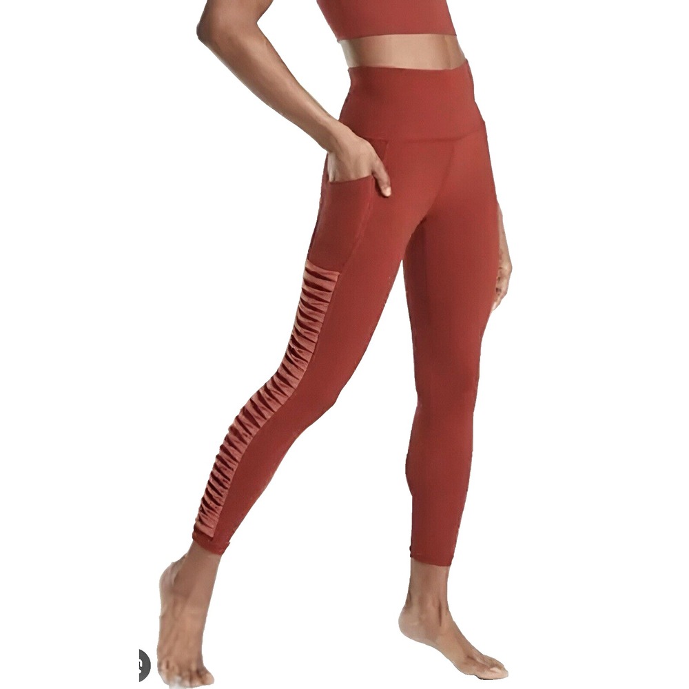 Athleta Womens Salutation Stash Pocket Leggings Burnt Orange Size XS